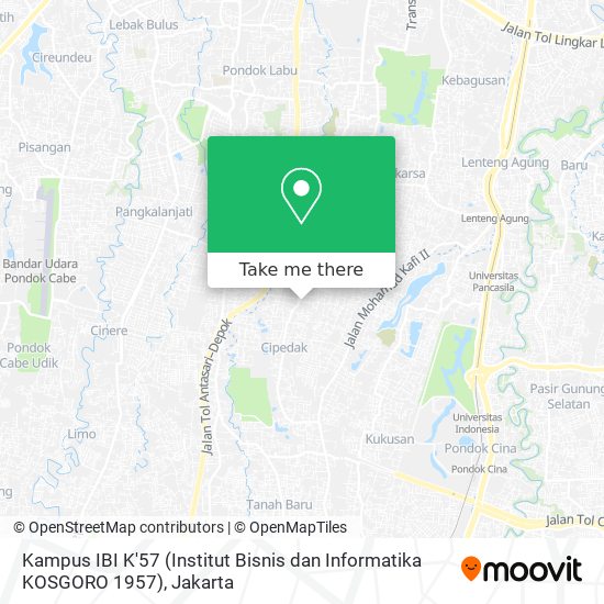 Kampus IBI K'57 (Institut Bisnis dan Informatika KOSGORO 1957) map