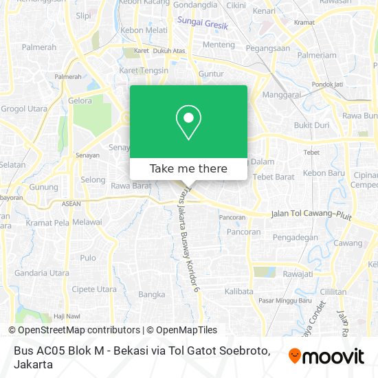 Bus AC05 Blok M - Bekasi via Tol Gatot Soebroto map