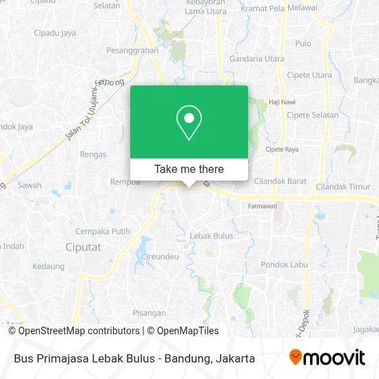 Bus Primajasa Lebak Bulus - Bandung map