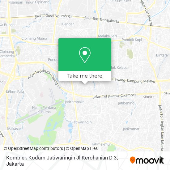 Komplek Kodam Jatiwaringin Jl Kerohanian D 3 map