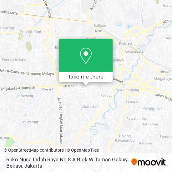 Ruko Nusa Indah Raya No 8 A Blok W Taman Galaxy Bekasi map