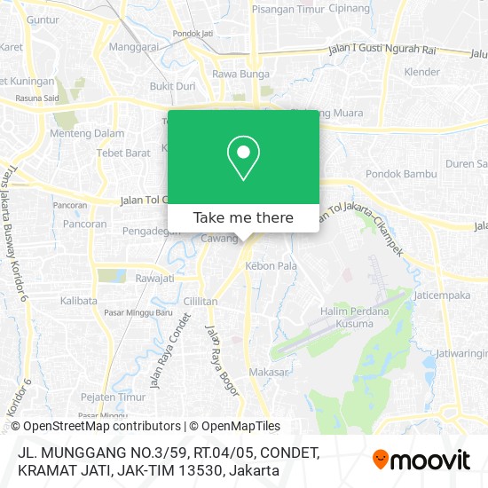 ‎​JL. MUNGGANG NO.3 / 59, RT.04 / 05, CONDET, KRAMAT JATI, JAK-TIM 13530 map