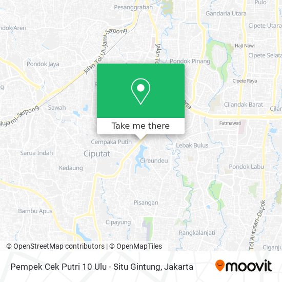 Pempek Cek Putri 10 Ulu - Situ Gintung map