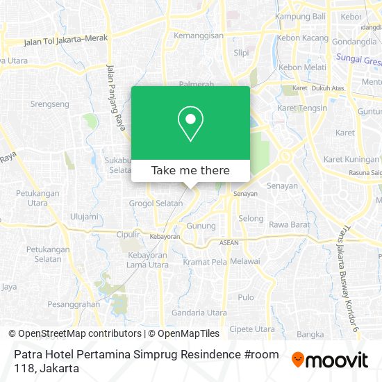 Patra Hotel Pertamina Simprug Resindence #room 118 map