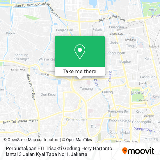 Perpustakaan FTI Trisakti Gedung Hery Hartanto lantai 3 Jalan Kyai Tapa No 1 map