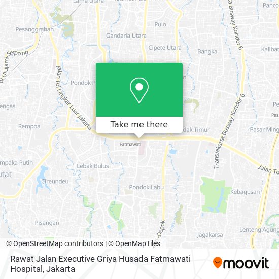 Rawat Jalan Executive Griya Husada Fatmawati Hospital map
