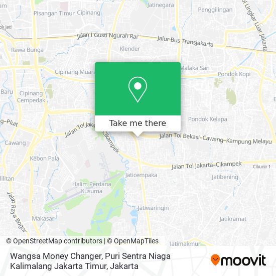Wangsa Money Changer, Puri Sentra Niaga Kalimalang Jakarta Timur map