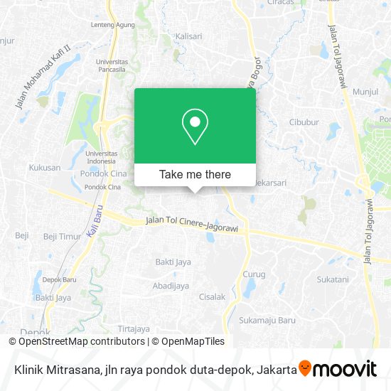 Klinik Mitrasana, jln raya pondok duta-depok map