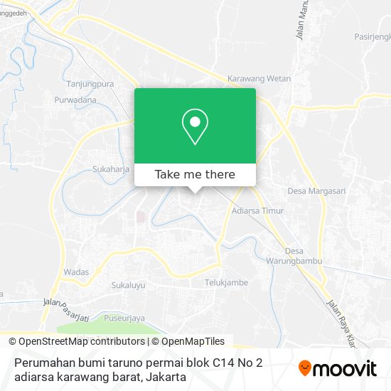 Perumahan bumi taruno permai blok C14 No 2 adiarsa karawang barat map