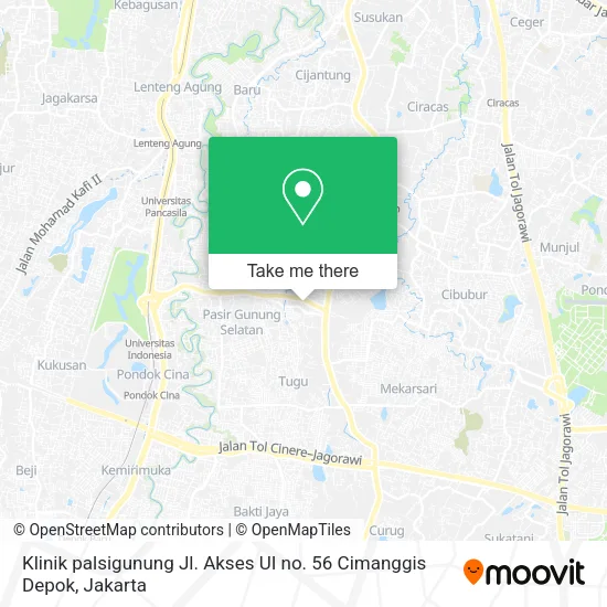 Klinik palsigunung Jl. Akses UI no. 56 Cimanggis Depok map