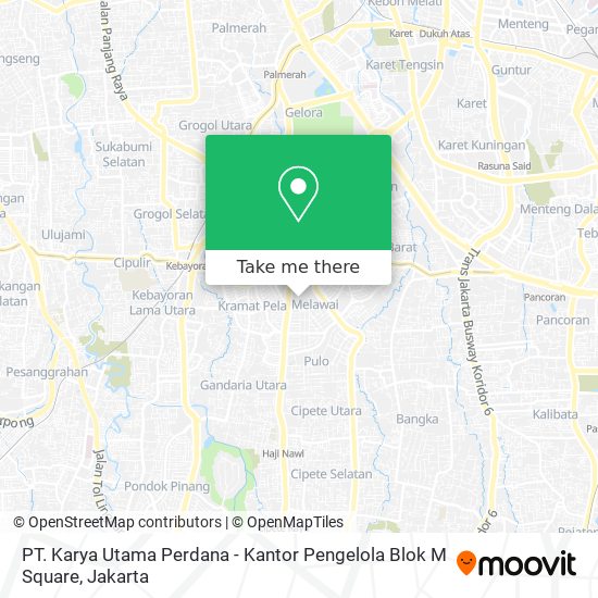 PT. Karya Utama Perdana - Kantor Pengelola Blok M Square map