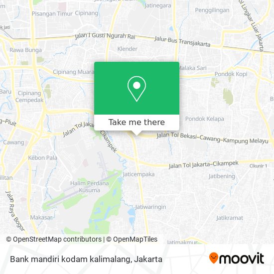 Bank mandiri kodam kalimalang map