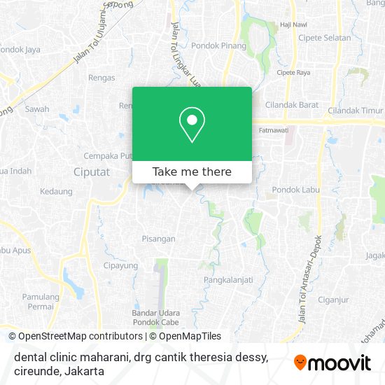 dental clinic maharani, drg cantik theresia dessy, cireunde map