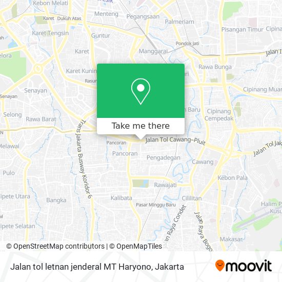 Jalan tol letnan jenderal MT Haryono map