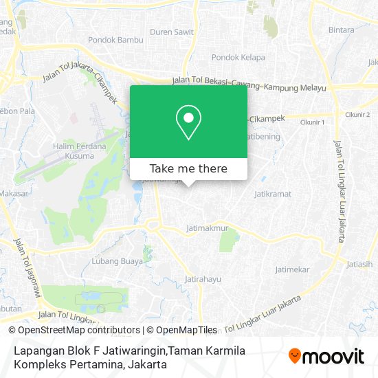 Lapangan Blok F Jatiwaringin,Taman Karmila Kompleks Pertamina map