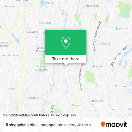 Jl singgalang blok j megapolitan cinere map