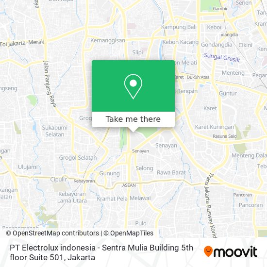 PT Electrolux indonesia - Sentra Mulia Building 5th floor Suite 501 map