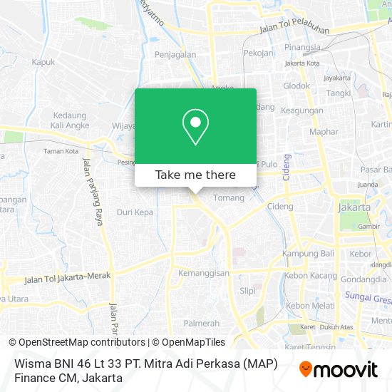 Wisma BNI 46 Lt 33 PT. Mitra Adi Perkasa (MAP) Finance CM map