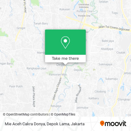 Mie Aceh Cakra Donya, Depok Lama map