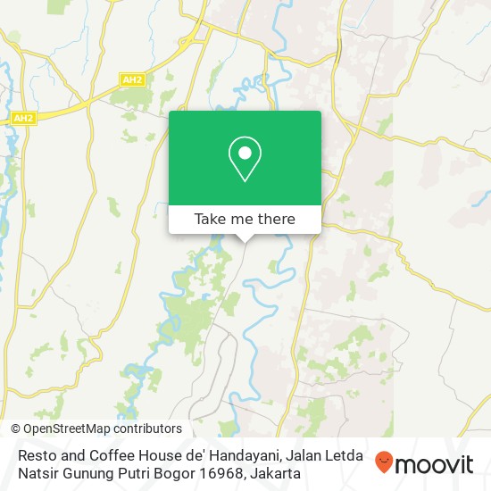 Resto and Coffee House de' Handayani, Jalan Letda Natsir Gunung Putri Bogor 16968 map