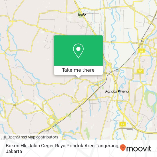 Bakmi Hk, Jalan Ceger Raya Pondok Aren Tangerang map