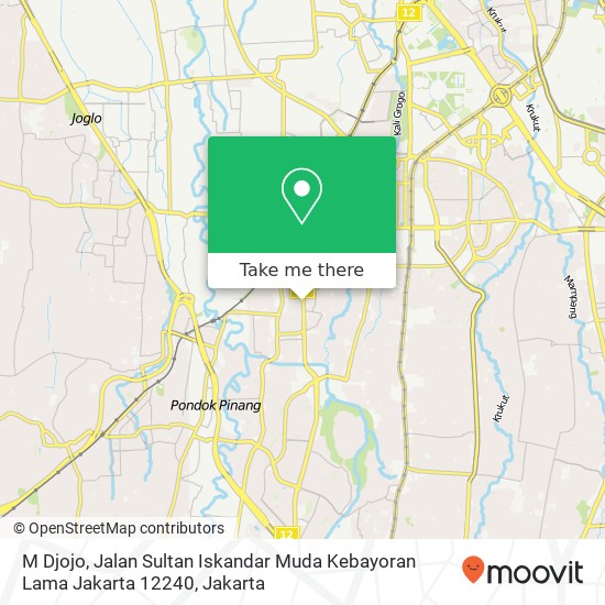 M Djojo, Jalan Sultan Iskandar Muda Kebayoran Lama Jakarta 12240 map