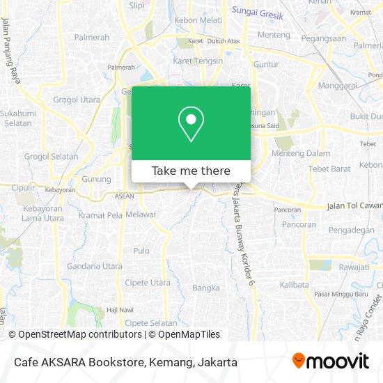 Cafe AKSARA Bookstore, Kemang map