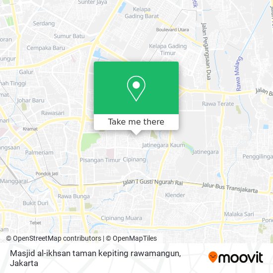 Masjid al-ikhsan  taman kepiting rawamangun map