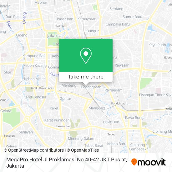 MegaPro Hotel Jl.Proklamasi No.40-42 JKT Pus at map