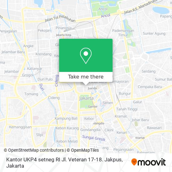 Kantor UKP4 setneg RI  Jl. Veteran 17-18. Jakpus map