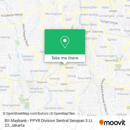 BII Maybank - PPVR Division Sentral Senayan 3 Lt. 22 map