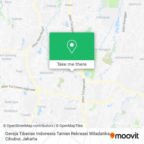 Gereja Tiberias Indonesia Taman Rekreasi Wiladatika Cibubur map