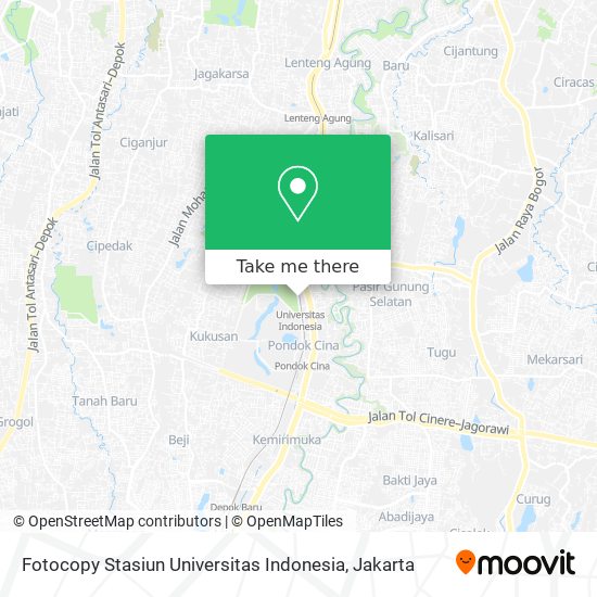 Fotocopy Stasiun Universitas Indonesia map