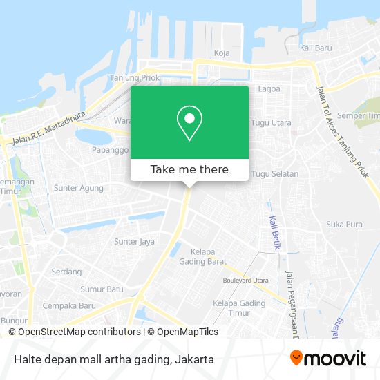 Halte depan mall artha gading map