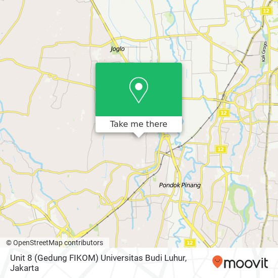 Unit 8 (Gedung FIKOM) Universitas Budi Luhur map