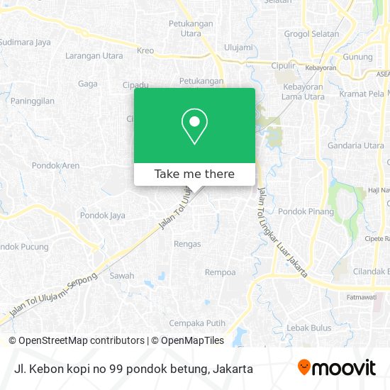 Jl. Kebon kopi no 99 pondok betung map