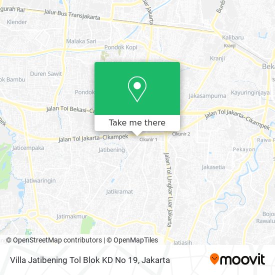 Villa Jatibening Tol Blok KD No 19 map