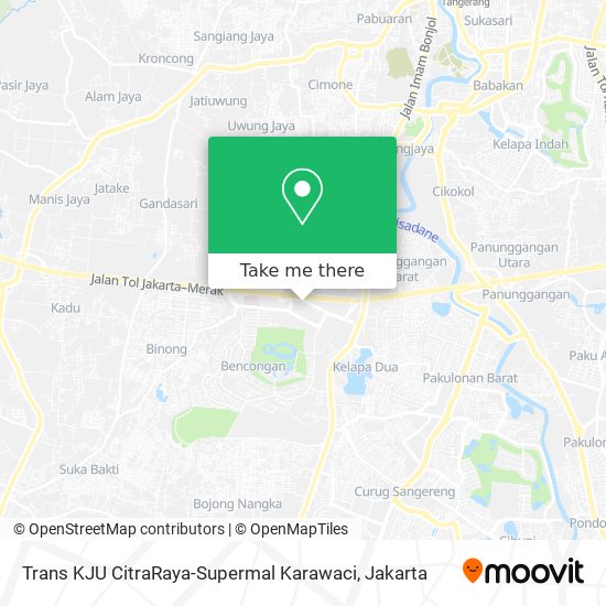 Trans KJU CitraRaya-Supermal Karawaci map