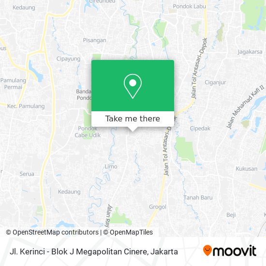 Jl. Kerinci - Blok J Megapolitan Cinere map