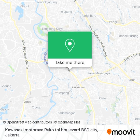 Kawasaki motorave Ruko tol boulevard BSD city map