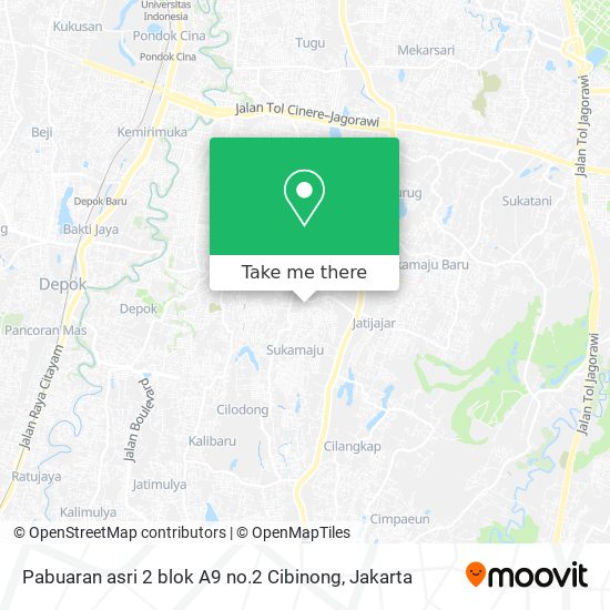 Pabuaran asri 2 blok A9 no.2 Cibinong map
