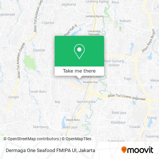 Dermaga One Seafood FMIPA UI map