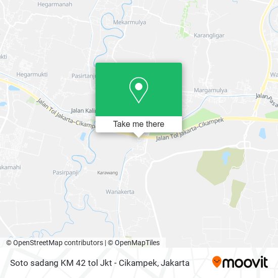 Soto sadang KM 42 tol Jkt - Cikampek map
