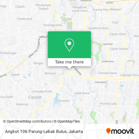 Angkot 106 Parung-Lebak Bulus map
