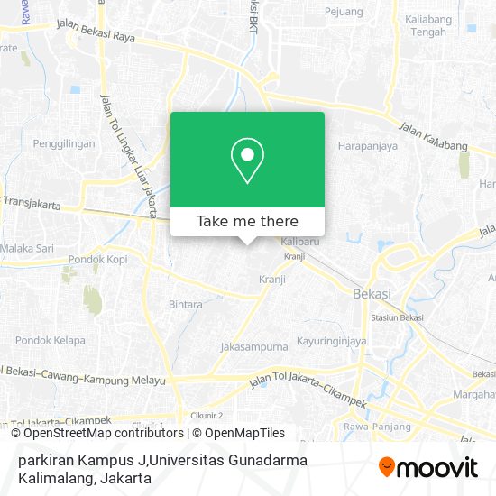 parkiran Kampus J,Universitas Gunadarma Kalimalang map