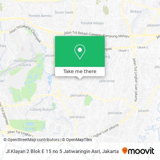 Jl.Klayan 2 Blok E 15 no 5 Jatiwaringin Asri map