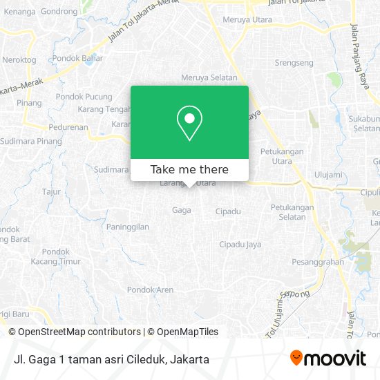 Jl. Gaga 1 taman asri Cileduk map