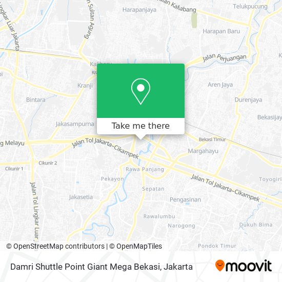 Damri Shuttle Point  Giant Mega Bekasi map