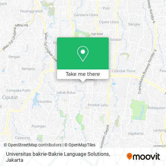 Universitas bakrie-Bakrie Language Solutions map