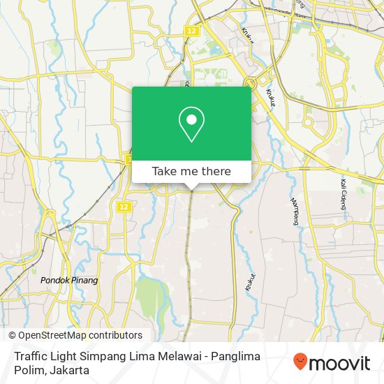 Traffic Light Simpang Lima Melawai - Panglima Polim map